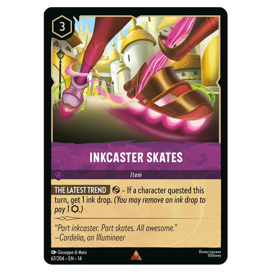 Inkcaster Skates 67/204 card from the Lorcana set Hyperia City