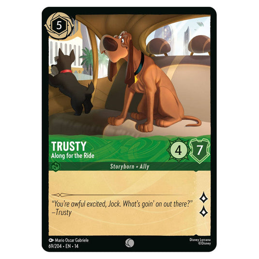Trusty – Along for the Ride 69/204 card from the Lorcana set Hyperia City