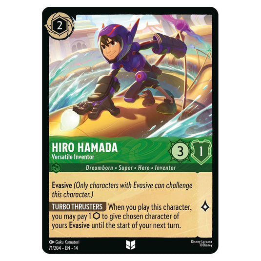 Hiro Hamada – Versatile Inventor 71/204 card from the Lorcana set Hyperia City