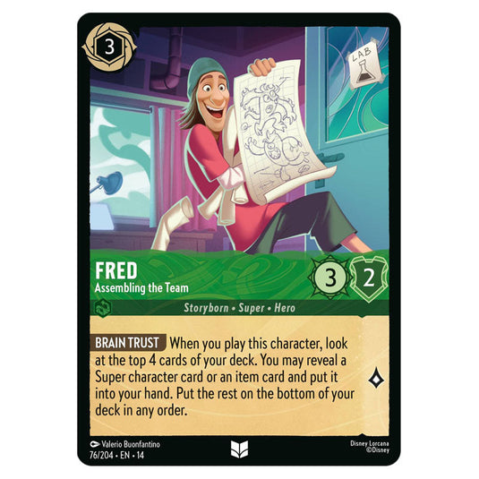 Fred – Assembling the Team 76/204 card from the Lorcana set Hyperia City