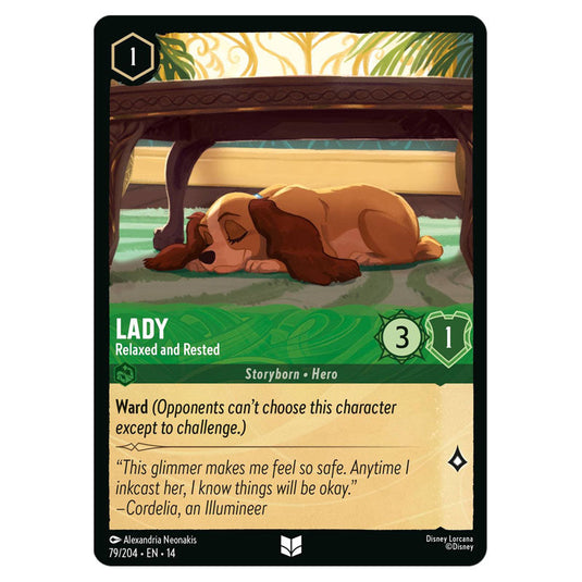 Lady – Relaxed and Rested 79/204 card from the Lorcana set Hyperia City