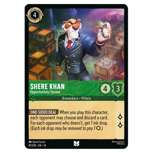 Shere Khan – Opportunistic Tycoon 81/204 card from the Lorcana set Hyperia City