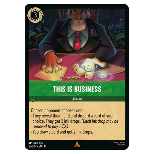 This Is Business 97/204 card from the Lorcana set Hyperia City