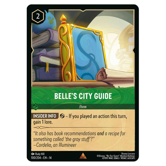 Belle's City Guide 100/204 card from the Lorcana set Hyperia City
