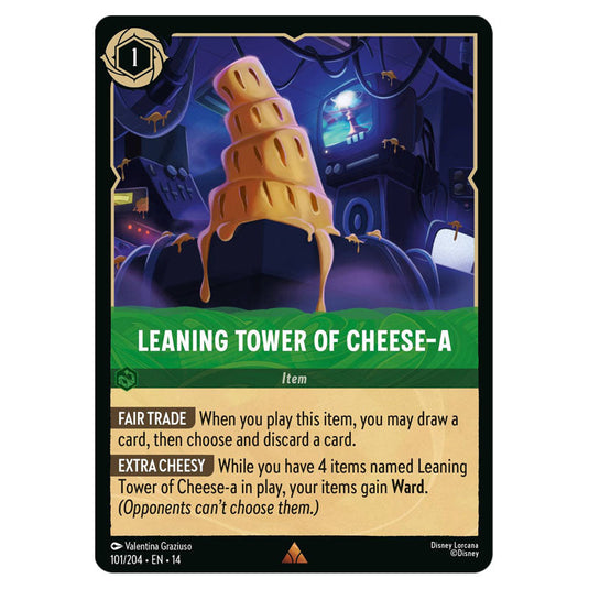Leaning Tower of Cheese-a 101/204 card from the Lorcana set Hyperia City