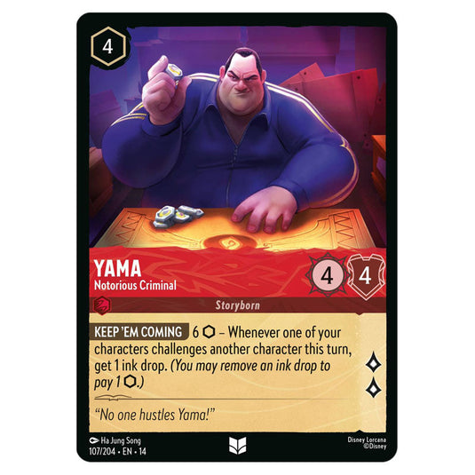 Yama – Notorious Criminal 107/204 card from the Lorcana set Hyperia City