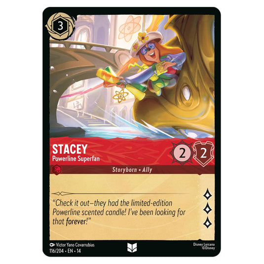 Stacey – Powerline Superfan 116/204 card from the Lorcana set Hyperia City