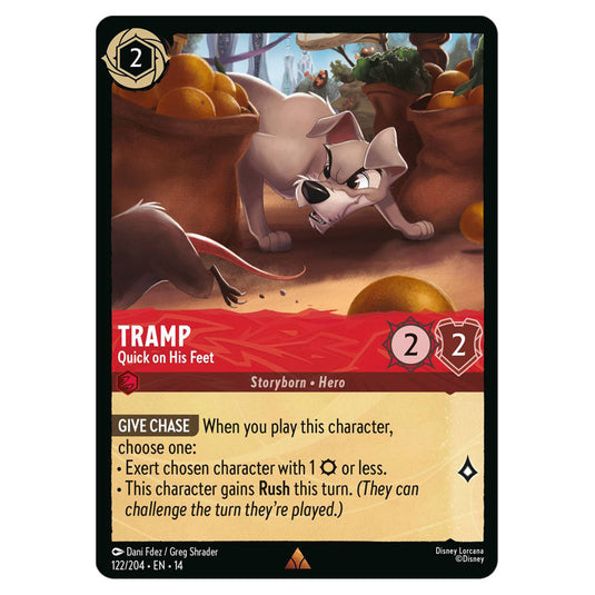 Tramp – Quick on His Feet 122/204 card from the Lorcana set Hyperia City