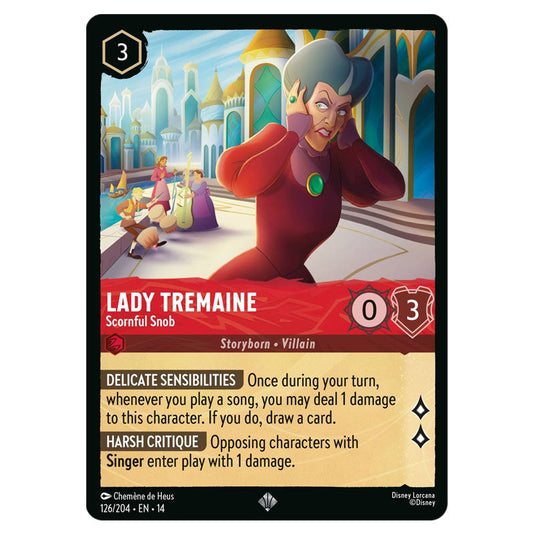 Lady Tremaine – Scornful Snob 126/204 card from the Lorcana set Hyperia City