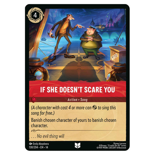 If She Doesn't Scare You 130/204 card from the Lorcana set Hyperia City