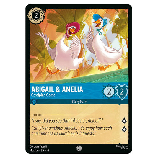 Abigail & Amelia – Gossiping Geese 143/204 card from the Lorcana set Hyperia City