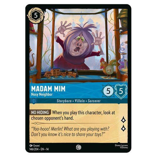 Madam Mim – Nosy Neighbor 146/204 card from the Lorcana set Hyperia City