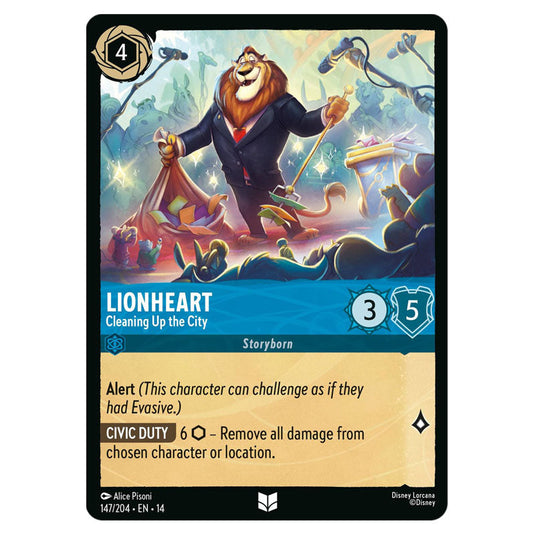 Lionheart – Cleaning Up the City 147/204 card from the Lorcana set Hyperia City