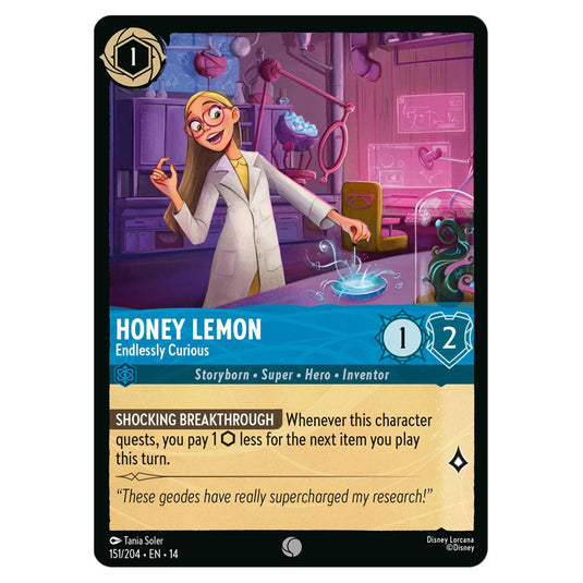 Honey Lemon – Endlessly Curious 151/204 card from the Lorcana set Hyperia City