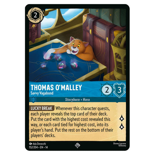 Thomas O'Malley – Savvy Vagabond 152/204 card from the Lorcana set Hyperia City