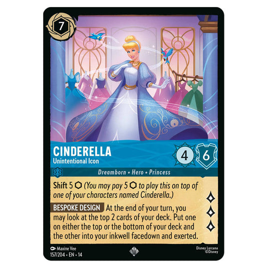 Cinderella – Unintentional Icon 157/204 card from the Lorcana set Hyperia City