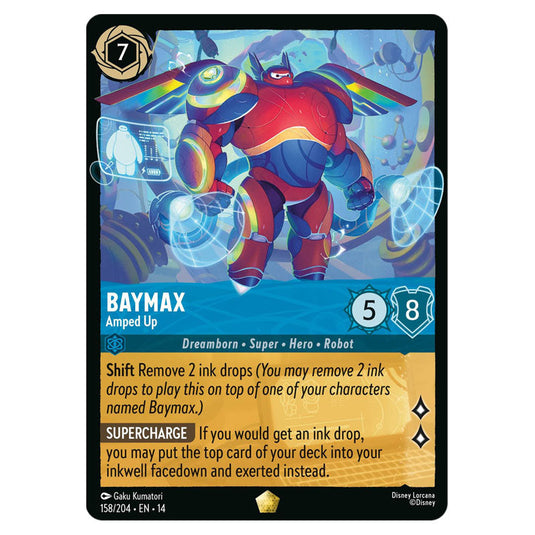 Baymax – Amped Up 158/204 card from the Lorcana set Hyperia City
