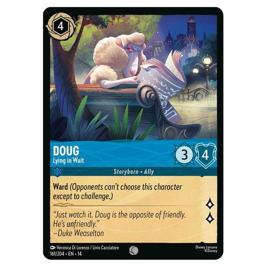 Doug – Lying in Wait 161/204 card from the Lorcana set Hyperia City