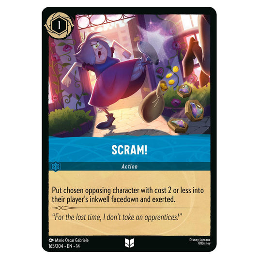 Scram! 165/204 card from the Lorcana set Hyperia City