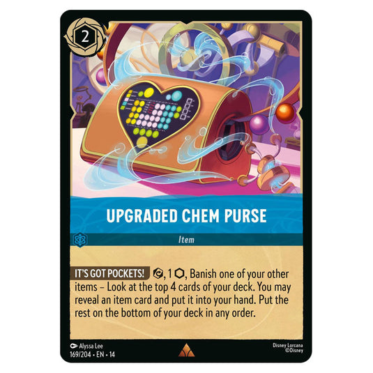 Upgraded Chem Purse 169/204 card from the Lorcana set Hyperia City