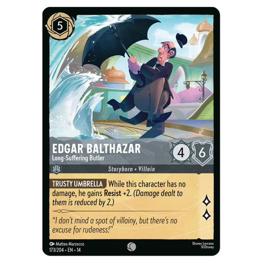 Edgar Balthazar – Long-Suffering Butler 173/204 card from the Lorcana set Hyperia City