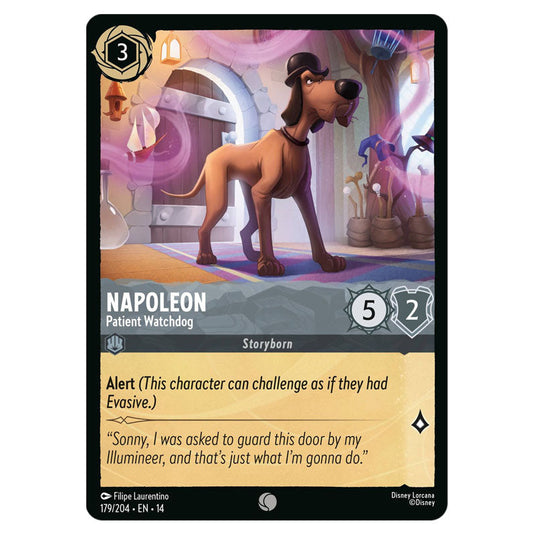 Napoleon – Patient Watchdog 179/204 card from the Lorcana set Hyperia City