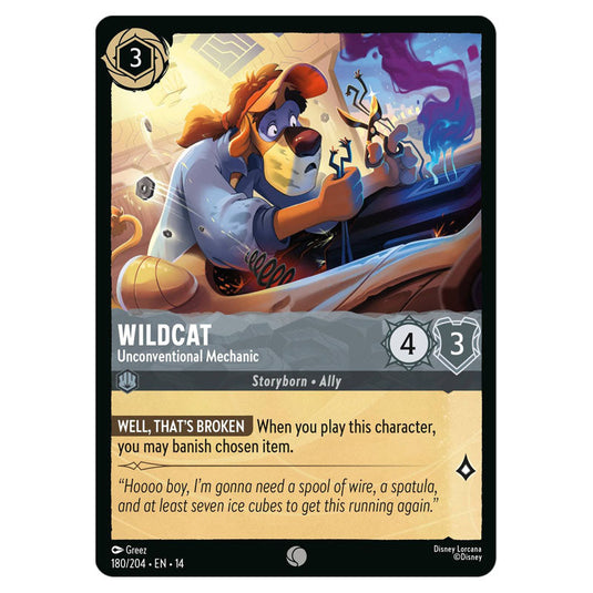 Wildcat – Unconventional Mechanic 180/204 card from the Lorcana set Hyperia City