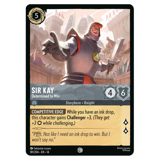 Sir Kay – Determined to Win 181/204 card from the Lorcana set Hyperia City