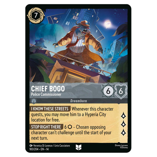 Chief Bogo – Police Commissioner 183/204 card from the Lorcana set Hyperia City