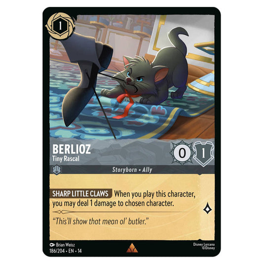 Berlioz – Tiny Rascal 186/204 card from the Lorcana set Hyperia City