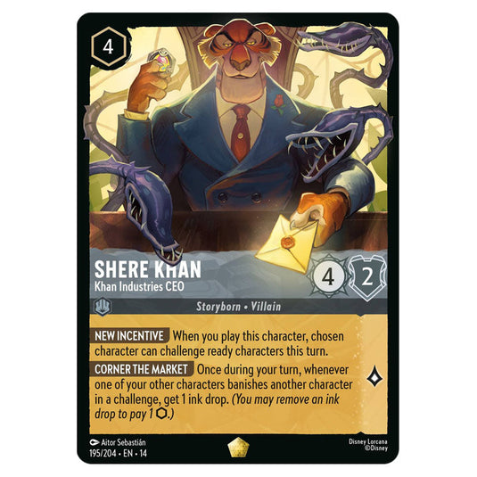 Shere Khan – Khan Industries CEO 195/204 card from the Lorcana set Hyperia City