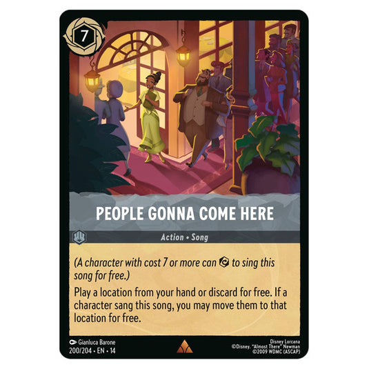 People Gonna Come Here 200/204 card from the Lorcana set Hyperia City