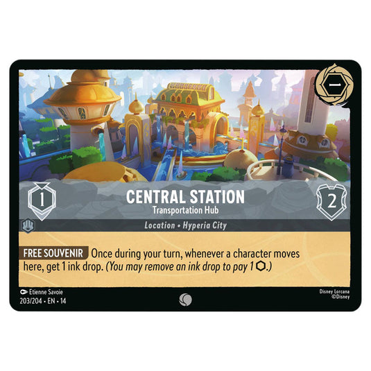 Central Station – Transportation Hub 203/204 card from the Lorcana set Hyperia City