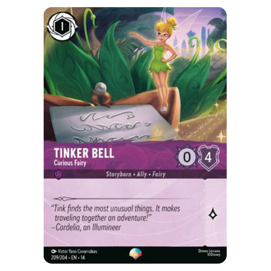 Tinker Bell – Curious Fairy 209/204 card from the Lorcana set Hyperia City