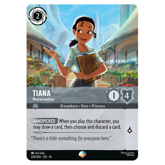 Tiana – Restauranteur 220/204 card from the Lorcana set Hyperia City