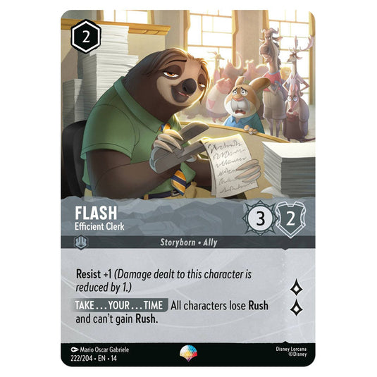 Flash – Efficient Clerk 222/204 card from the Lorcana set Hyperia City