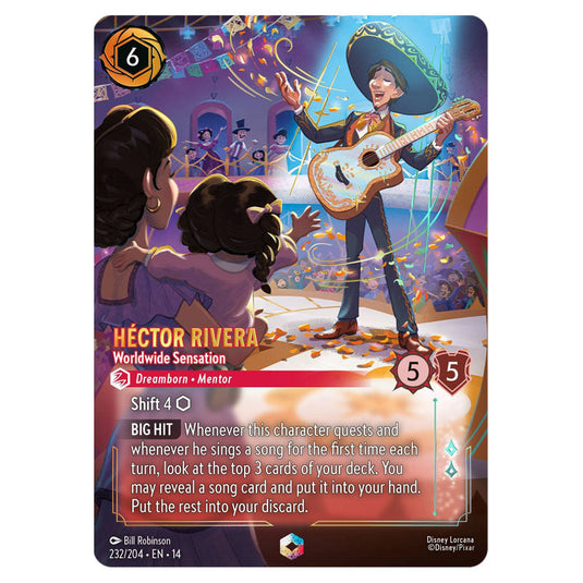 Héctor Rivera – Worldwide Sensation 232/204 card from the Lorcana set Hyperia City