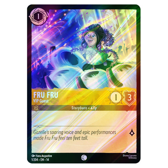 Fru Fru – VIP Guest 1/204 card from the Lorcana set Hyperia City