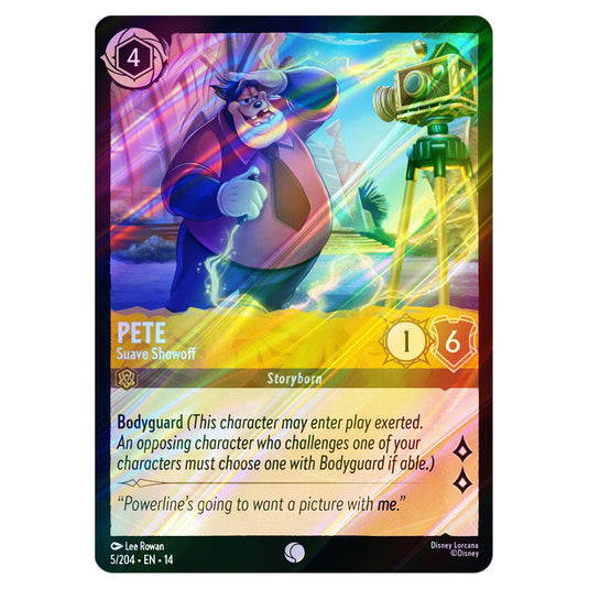 Pete – Suave Showoff 5/204 card from the Lorcana set Hyperia City