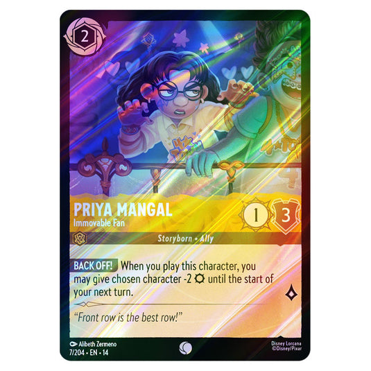 Priya Mangal – Immovable Fan 7/204 card from the Lorcana set Hyperia City
