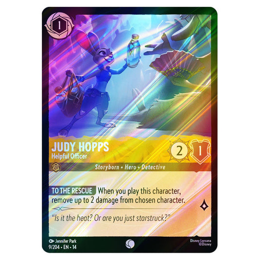 Judy Hopps – Helpful Officer 9/204 card from the Lorcana set Hyperia City