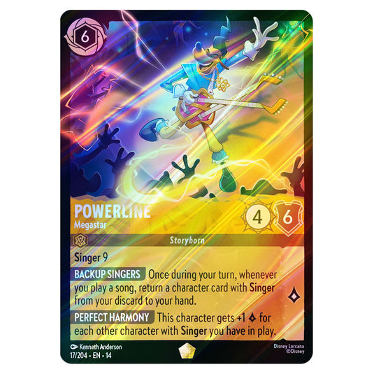 Powerline – Megastar 17/204 card from the Lorcana set Hyperia City