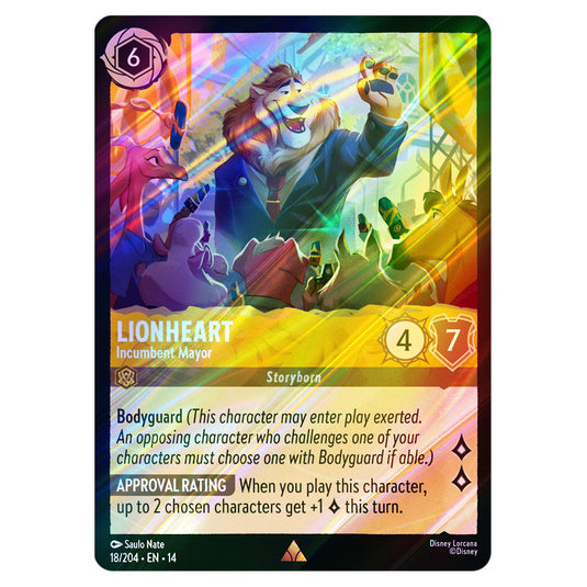 Lionheart – Incumbent Mayor 18/204 card from the Lorcana set Hyperia City