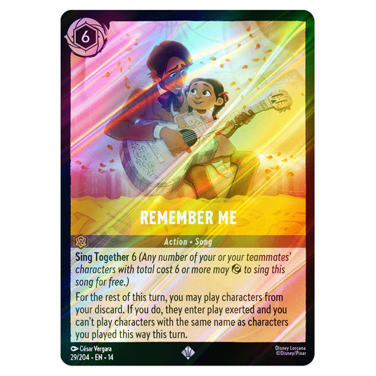 Remember Me 29/204 card from the Lorcana set Hyperia City