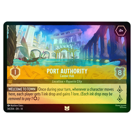 Port Authority – Center Hub 34/204 card from the Lorcana set Hyperia City