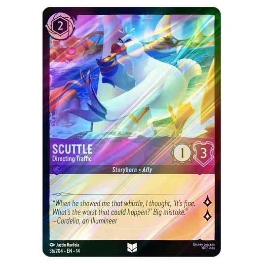 Scuttle – Directing Traffic 36/204 card from the Lorcana set Hyperia City