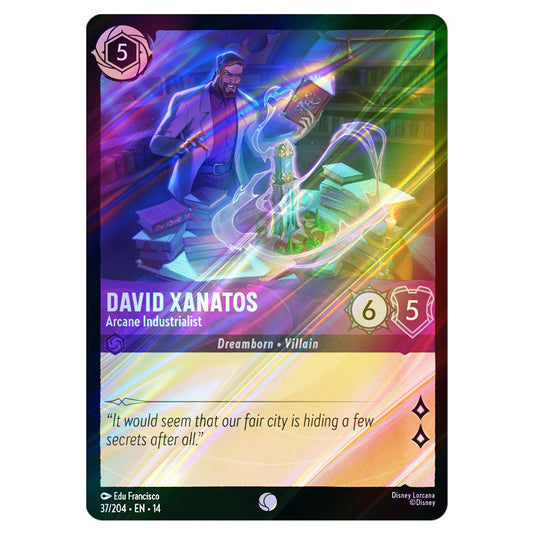 David Xanatos – Arcane Industrialist 37/204 card from the Lorcana set Hyperia City