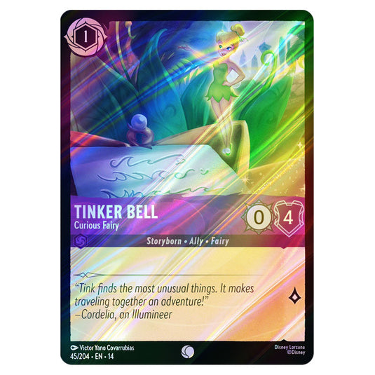 Tinker Bell – Curious Fairy 45/204 card from the Lorcana set Hyperia City