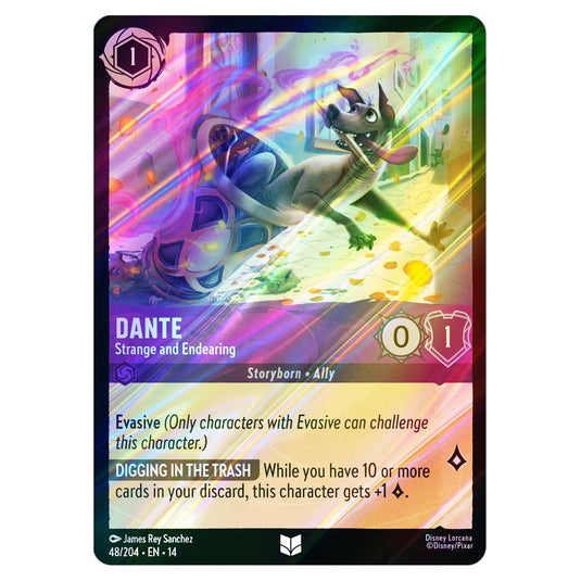 Dante – Strange and Endearing 48/204 card from the Lorcana set Hyperia City