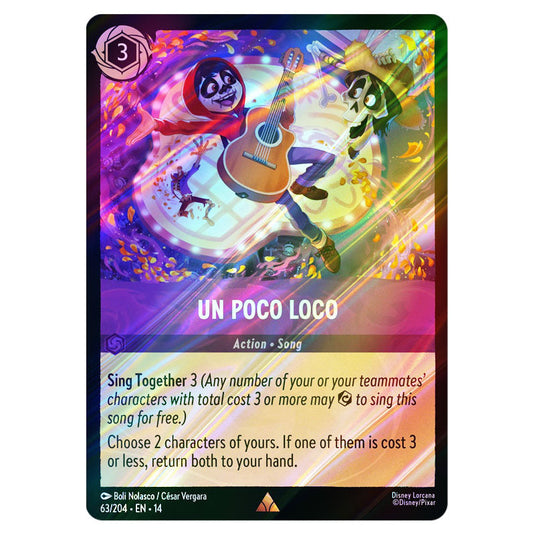 Un Poco Loco 63/204 card from the Lorcana set Hyperia City